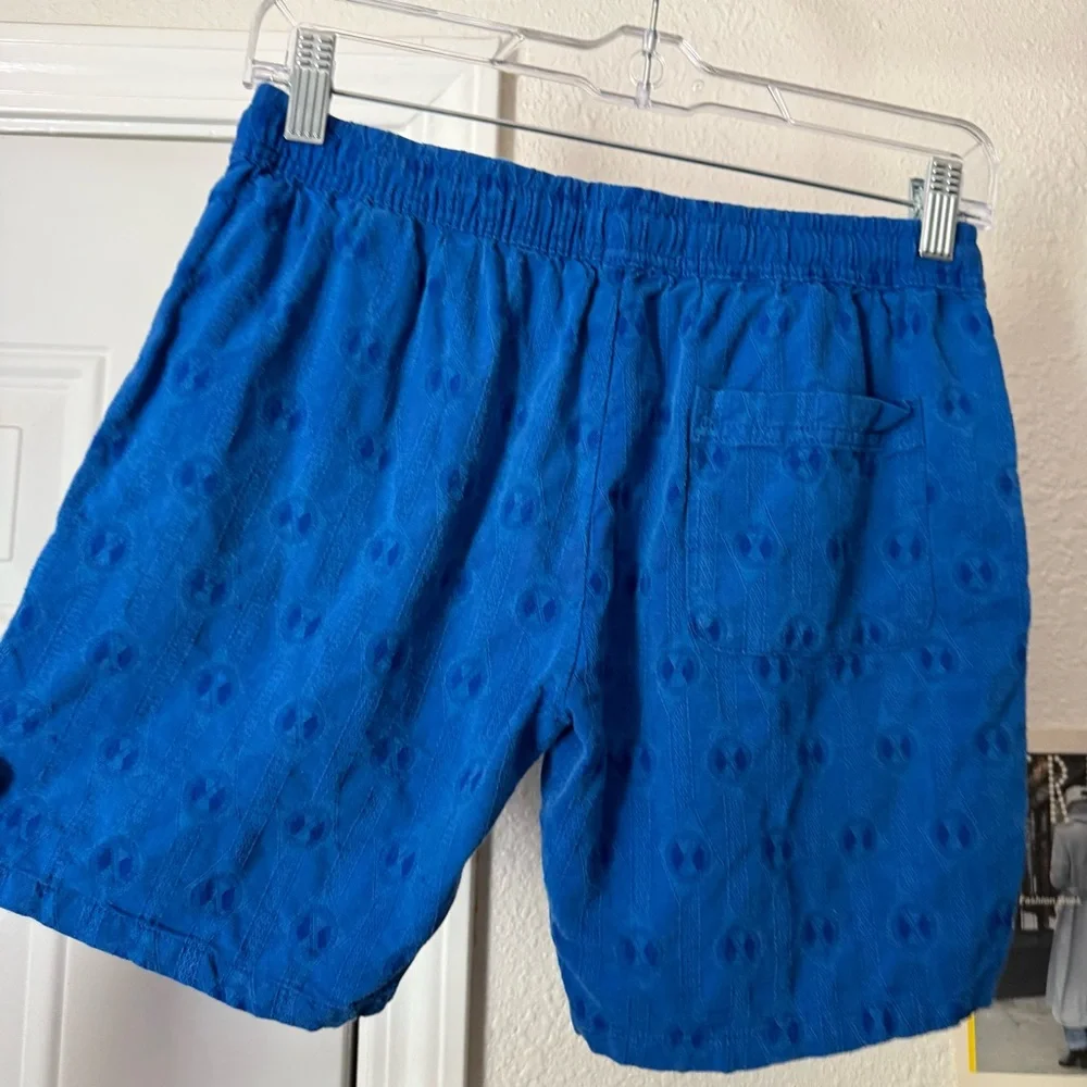 HONOR THE GIFT blue boys child textured‎ cotton rayon elastic drawstring shorts